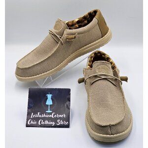 Hey Dude Men's Beige Wally Stretch Sox Lightweight Loafers Shoes Size 13 2703